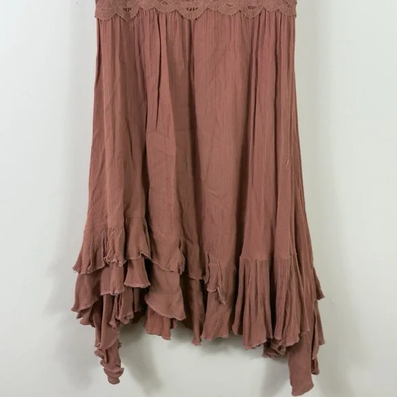 FREE PEOPLE ONE womens size M Adella strappy crochet handkerchief hem mini dress - Picture 4 of 10